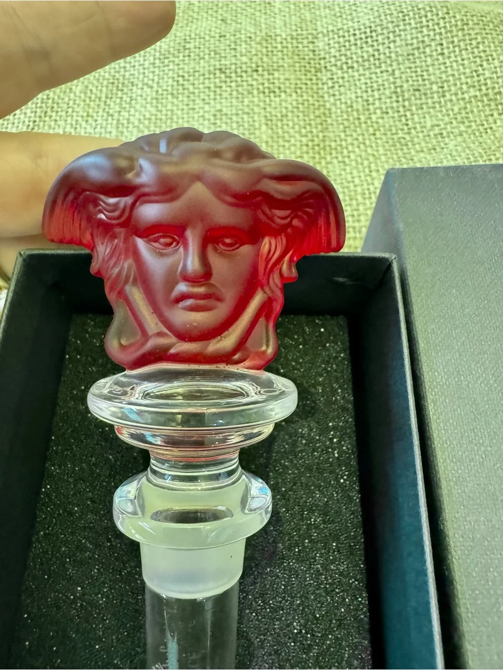 Versace Rosenthal Medusa Lumiere Red Crystal Bottle Stopper Vintage In Box